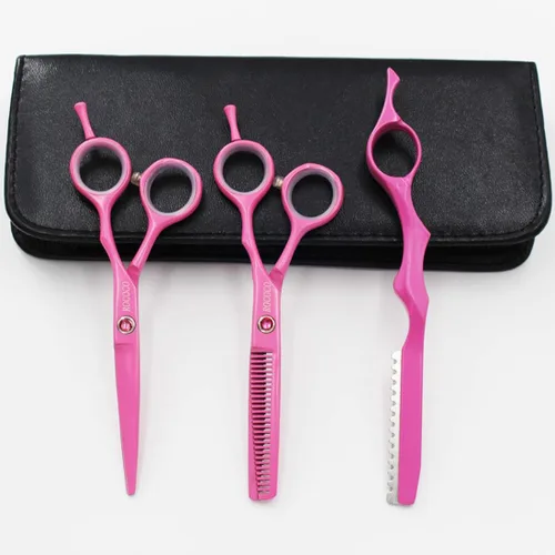 Miniatura 7 de ROCOCO Tijeras profesionales de corte de pelo rosa de 5.5 pulgadas y tijeras de adelgazamiento del cabello con maquinilla de afeitar para peluquería