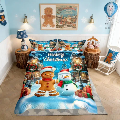 Miniatura 19 de Juego de funda de edredón para niños de Feliz Navidad, tamaño King, juego de ropa de cama de pingüinos de dibujos animados, animales árticos