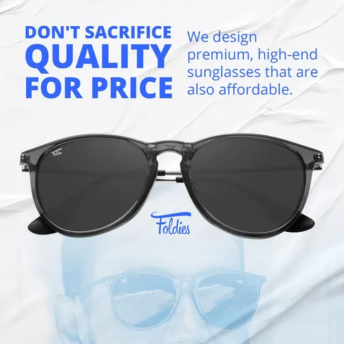 Miniatura 5 de Foldies Gafas de sol plegables polarizadas revestimiento de lente resistente a los arañazos marco plegable funda de cuero de primera calidad Milanos