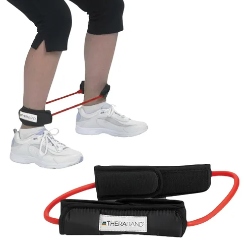 TheraBand tubos de látex resistentes con manijas portables. Ideales para fisioterapia, pilates para parte inferior del cuerpo, hacer ejercicios en