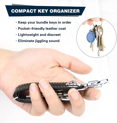 Miniatura 4 de TONOS Llavero de cuero Llavero compacto y organizador de llavero para llaves a granel y llavero de coche, elegante llavero