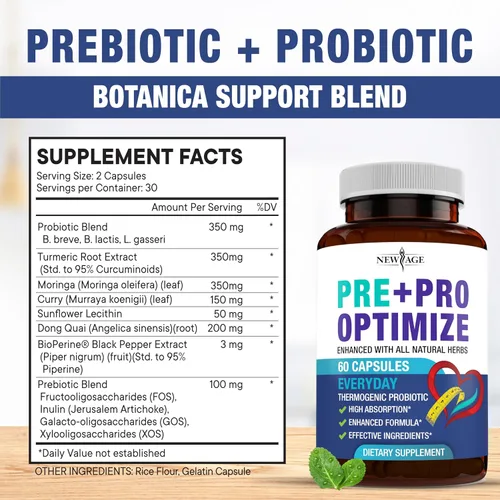 Miniatura 5 de NEW AGE Probióticos Pro Optimize para mujeres, menopausia, salud digestiva, apoyo para hinchazón, sofocos, apoyo articular, sudores nocturnos, salud