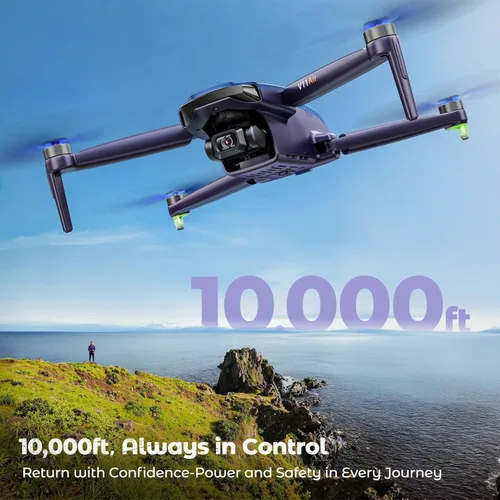 Miniatura 5 de V11Air Drone con cámara UHD 6K para adultos, cardán sin escobillas de 3 ejes, video 4K/30FPS, tiempo de vuelo de 70 minutos con 2 baterías Azul