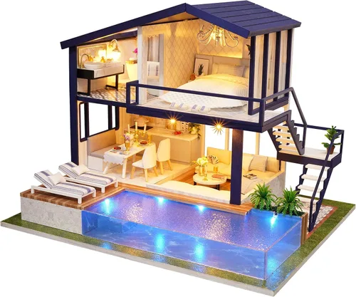 Miniatura 9 de Flever Kit de casa de muñecas en miniatura DIY, habitación creativa con muebles para un regalo artístico romántico (Jardín de Monet)