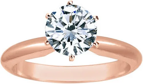 Miniatura 3 de Anillo de compromiso solitario de diamante de talla redonda de 1/2 quilate en oro blanco de 14 quilates de 6 puntas (J-K, I2, 0.50 q.t.w) Talla muy