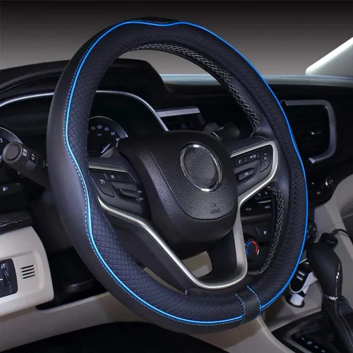 Miniatura 8 de Cubrevolante de imitación de cuero para el volante de auto, 2019, de microfibra, extragrande de 17, 18 y 19 pulgadas para camiones grandes