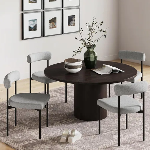 Miniatura 25 de Nathan James Gracie - Silla de comedor moderna, silla de comedor tapizada, lino natural/marrón claro, juego de 4 Lino marrón claro cepillado