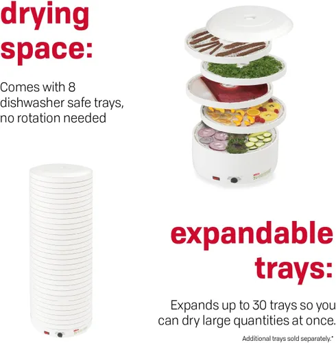 Miniatura 3 de Nesco FD-1018A Gardenmaster Deshidratador de alimentos, 1000 vatios