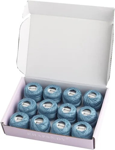 Miniatura 10 de Rhapsody Hilo de algodón perla tamaño 8 hilo de ganchillo Perle 12 bolas Set tejido a mano, bordado, sashiko, punto de cruz, costura, costura, Col. 5