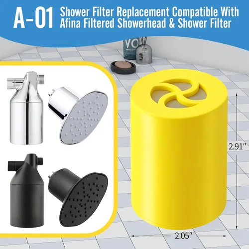 Miniatura 2 de DerBlue 1 filtro de cabezal de ducha multietapa A-01 compatible con cabezal de ducha filtrado Afina para agua dura, elimina cloro y otras impurezas