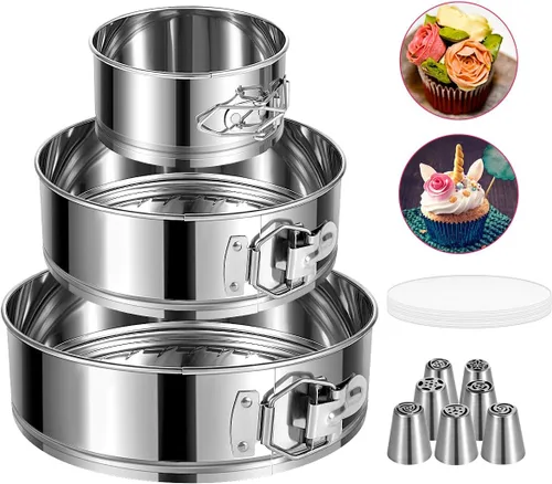 Miniatura 10 de Molde desmontable para tartas de 7 pulgadas, molde desmontable de acero inoxidable, a prueba de fugas y antiadherente para tartas de queso con parte