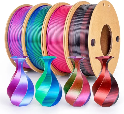 Miniatura 24 de Filamento de seda PLA para impresora 3D Filamento de seda PLA de triple color 1.75mm Filamento para impresión 3D Compatible con la mayoría de Tri
