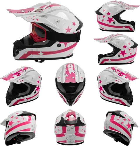 Miniatura 61 de TCMT Casco de motocross para jóvenes, certificado por DOT, casco de motocross ATV de cara completa para niños con gafas, guantes y bolsa para casco