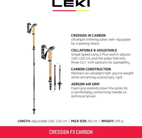 Miniatura 2 de LEKI Cressida FX - Bastones de senderismo ligeros plegables de carbono para senderismo y senderismo