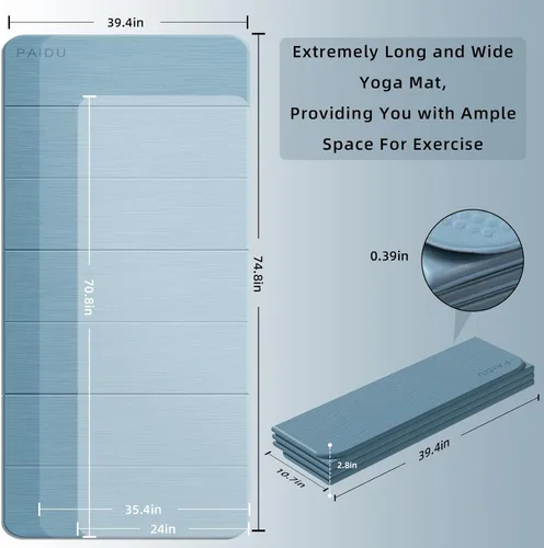Miniatura 2 de PAIDU Tapete de yoga plegable de grosor de 2/5 pulgadas (0.394 in), diseño antideslizante de elastómero termoplástico, plegado rápido, fácil
