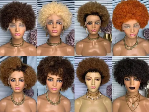 Miniatura 6 de Quella Peluca afro afro rizada de cabello humano completo encaje pelucas 70s 4c 4b Afro Puff Pelucas HD transparente línea capilar natural parte