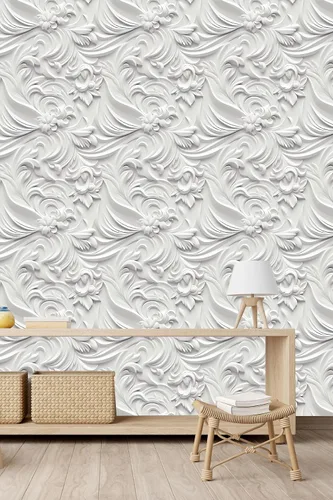 Miniatura 14 de Papel tapiz floral 3D para despegar y pegar, efecto visual 3D, 17.7"x78.7" pulgadas, autoadhesivo, extraíble, flor marrón amarillento, papel tapiz