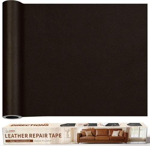 Miniatura 23 de Cinta de reparación de piel de 3 x 60 pulgadas, parche autoadhesivo de reparación de piel para sofás, muebles, asiento del conductor (color negro)