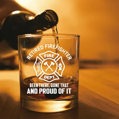 Miniatura 5 de AGMDESIGN Bombero jubilado Been There Done That y Orgulloso de eso Divertido vaso de whisky de jubilación, bombero papá, hermano, tío, regalo