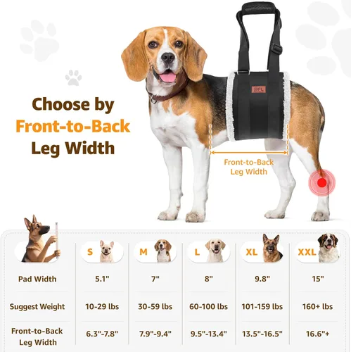 Miniatura 3 de Arnés Ajustable de Elevación para Perros, Cabestrillo para Perros Grandes con Soporte de Elevación y Arnés de Rehabilitación para Patas Traseras