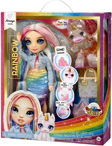 Miniatura 4 de RAINBOW HIGH Muñeca de moda con kit de slime y mascota - Amaya (arcoíris) - Muñeca centelleante de 11.0 in con ciervos con purpurina para bricolaje