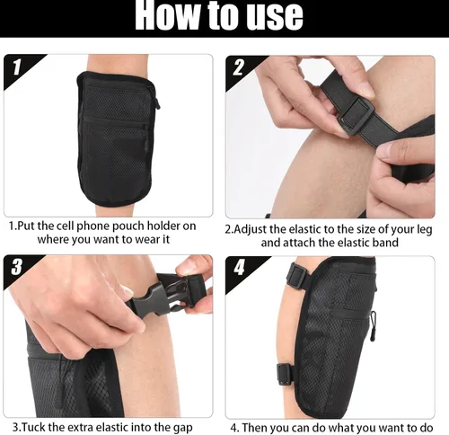 Miniatura 3 de Xuniea Paquete de 2 soportes para teléfono de pierna, funda para teléfono celular, soporte antideslizante para teléfono celular con correa ajustable