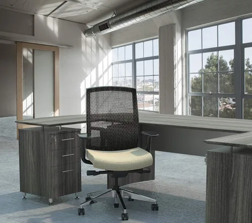 Miniatura 2 de Mayline MNRTPLLGS Medina 63" W Retorno izquierdo para usar con escritorios, se vende por separado, laminado de acero gris