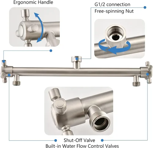 Miniatura 3 de Proox Cabezal de Ducha Doble con Válvula Integrada, Cabezal de Ducha Dual de Alta Presión con 6 Ajustes para Pareja en Baño con Camina o Individual