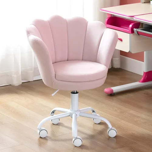 Miniatura 11 de Bonita silla de escritorio para niños, silla de trabajo ajustable de terciopelo para niños, silla giratoria de tocador, silla de computadora