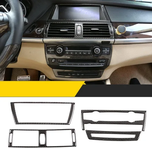 Miniatura 2 de Ajuste para BMW X5 X6 E70 E71 2008-2013 Función de ajuste de consola central Adhesivo decorativo de panel + Navegación y salida de aire, adhesivo