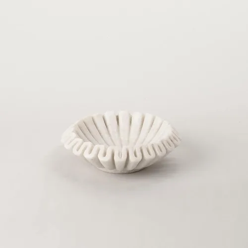 Miniatura 3 de Marble Ruffle Bowl Decorative Marble Scallop Bowl Flower Bowl Fruit Bowl Ruffled Marble Bowl Jewelry Dish Christmas Gift Decorative Bowl (9 inch)