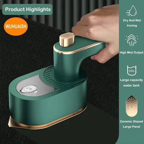 Miniatura 7 de Plancha de vapor portátil de viaje, mango plegable de 180°, calentamiento rápido de 3 minutos, soporte anti-calor, adecuado para la mayoría de telas