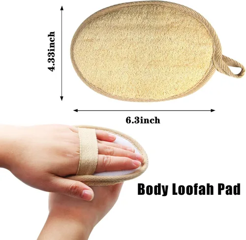 Miniatura 4 de FEBSNOW Esponja corporal de lufa – 4 unidades de esponja exfoliante para la espalda, esponja de baño de lufa natural, esponja exfoliante