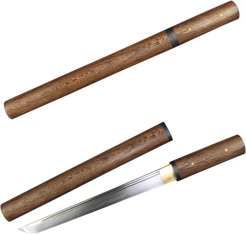 Miniatura 2 de Tanto Japonés Hecho a Mano de Acero Damasco Templado en Arcilla Espada Katana Corta Afilada de 20 Pulgadas