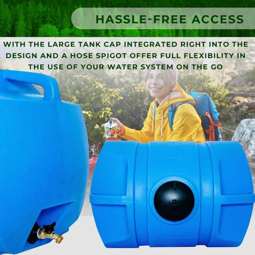 Miniatura 6 de WaterPrepared Tanque de Agua Portátil, Mango de Plástico y Espita de Manguera, 35 Galones, Azul - Dispensador de Bebidas e Hidratación de Servicio