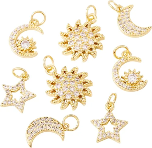 Miniatura 12 de Cheriswelry 10 dijes milagrosos de latón de oro de 18 quilates, circonita cúbica, para madre y maría, ovalados, de 0.51 a 0.79 pulgadas para Virgen