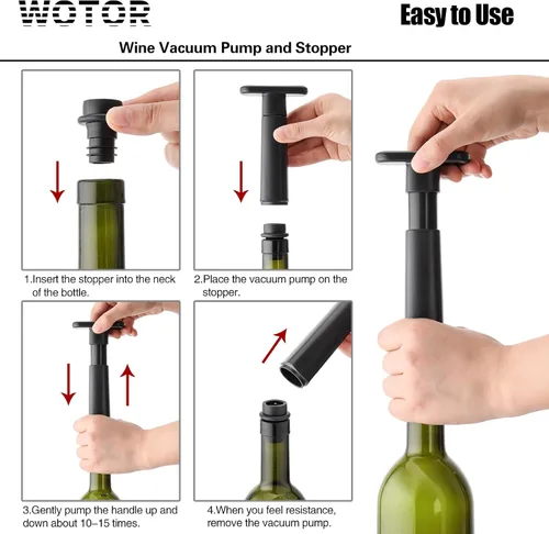 Miniatura 4 de WOTOR Tapones de vino - Protector de vino al vacío, conservador y sellador (negro, 24 piezas)