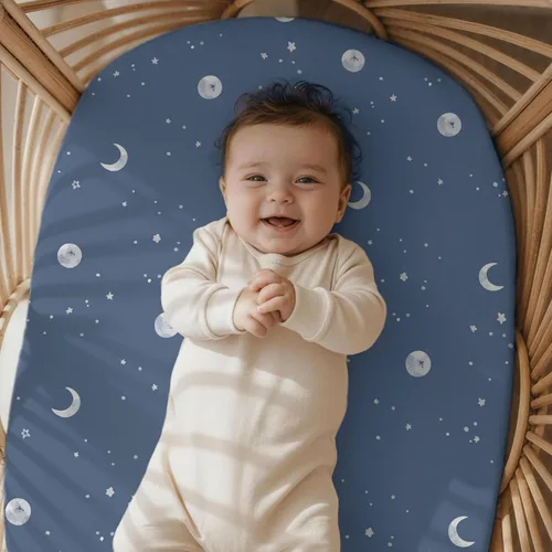 Miniatura 6 de Gllquen Baby Juego de 2 sábanas de moisés, transpirable, acogedora, ajuste universal, para colchón estándar ovalado, rectangular, para bebé, niño