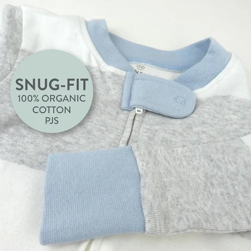 Miniatura 2 de HonestBaby Pijama de una pieza con pies antideslizantes para bebé, con cremallera frontal, 100% algodón orgánico