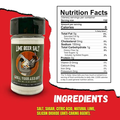 Miniatura 3 de Grill Your Ass Off Sal de cerveza y lima – Sal de limón saborizada de 4 onzas para cerveza, lagers nacionales, importaciones mexicanas y cervezas