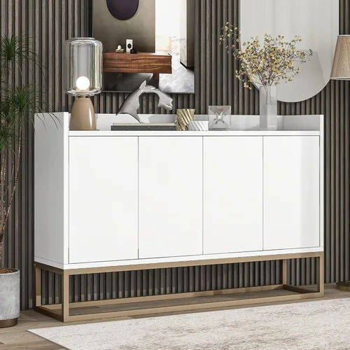 Miniatura 9 de LUMISOL Aparador de buffet, armario de almacenamiento con patas de metal dorado y estante ajustable, mesa consola con almacenamiento para entrada
