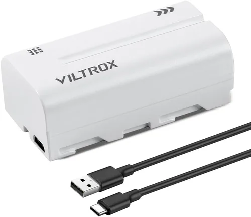 VILTROX Batería de iones de litio NP-F550, 1 paquete (2200 mAh), repuesto para Sony NP-F550 F570 F750 F770 F950 F960 F970, compatible con luz LED,