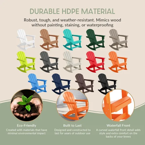 Miniatura 95 de WestinTrends Silla mecedora Malibu de poliéster para exterior/patio Adirondack, Negra