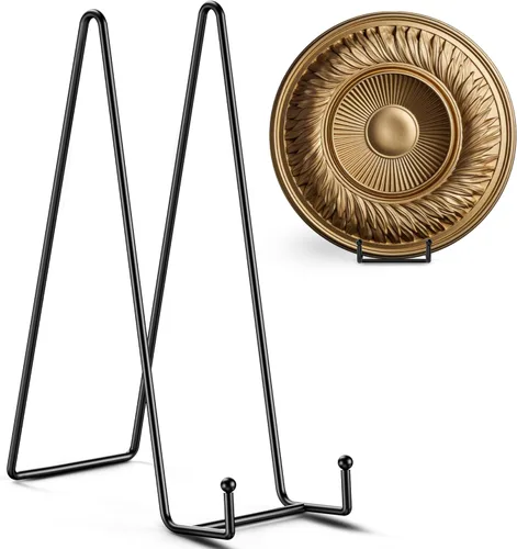 Miniatura 8 de TR-LIFE Soportes de placa para exhibición, soporte de 6 pulgadas + soporte de marco de metal para imagen, plato decorativo, libro, caballete