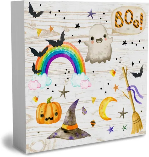 Cartel de madera con texto en inglés «Happy Halloween» con texto en inglés «Happy Halloween» con texto en inglés «Happy Halloween», decoración de