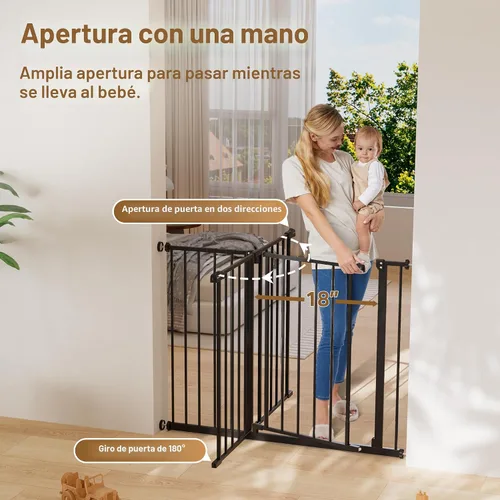 Miniatura 7 de InnoTruth Puerta de bebé de 29.5 a 40.75 pulgadas para escaleras, puertas para perros de 30 pulgadas de alto para puertas y pasillos, puerta de Negro