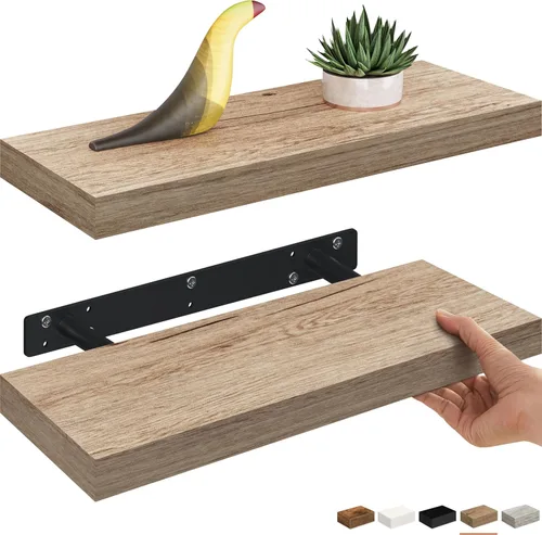 Miniatura 27 de Ballucci - Estantes flotantes, juego de estantes de pared de madera de 36" con soportes invisibles para baño, sala de estar, dormitorio, cocina