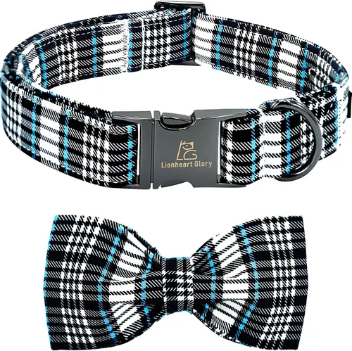 Miniatura 7 de Lionheart glory Collar de perro, Collar de perro para niños con corbatín azul ajustable, Collar con corbata para perros grandes Bandera