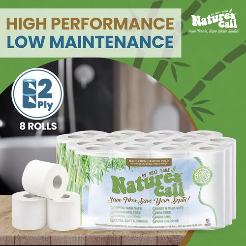 Miniatura 6 de Nature's Call - Papel higiénico para vehículos recreativos, barcos y hogar, 2 capas, suave, fuerte, seguro para tanques y de disolución rápida