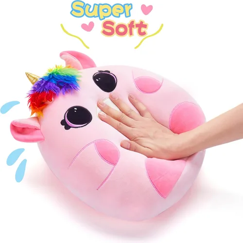 Miniatura 5 de Almohada grande de peluche de unicornio, tamaño grande, lindo y suave de 13 pulgadas de grasa Kawaii para abrazar, regalo para niños (unicornio)